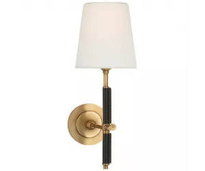 Бра Bryant Wrapped Sconce in Hand-Rubbed Antique Brass and Chocolate Leather