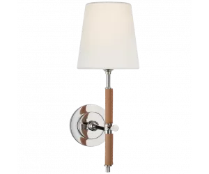 Бра Bryant Wrapped Sconce in Polished Nickel and Natural Leather